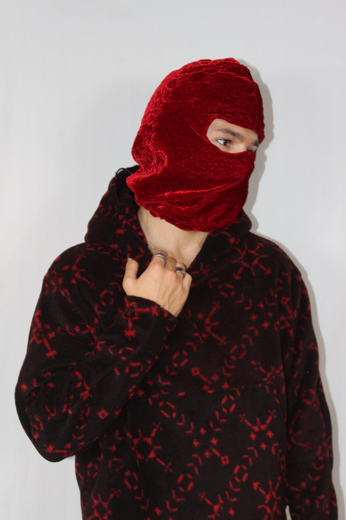 Red Velvet Balaclava Ski Mask